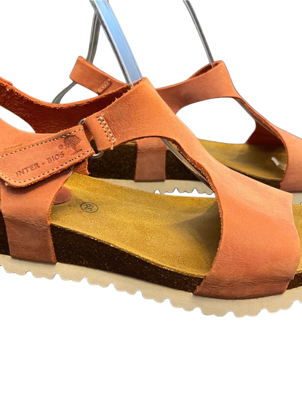 Inter-Bios Coral Suede Slingback Sandals with Cushioned Cork Footbed s 8.5